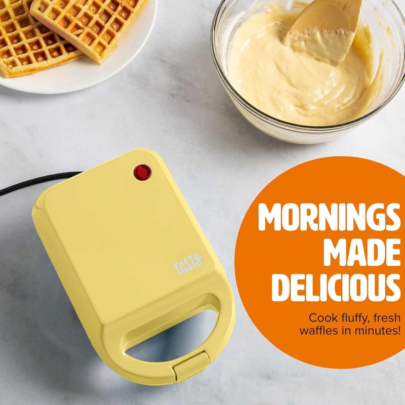 Tasty Mini Nonstick Waffle Maker, Perfect for Individual Waffles, Hash Browns, Brownies and more, Quick Results, Easy Clean Up, 600W, Yellow - Image 2